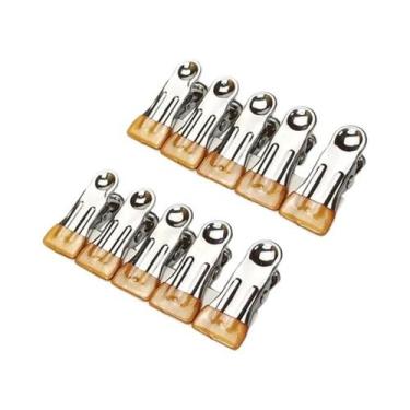 Imagem de Pregadores De Roupa Em Aço Inoxidável 10 Peças, Clipes De Vedação Anti