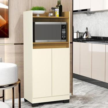 Imagem de Balcão Armario para Cozinha Duque 2 Portas - Loja DoceLar, Perola/Mel
