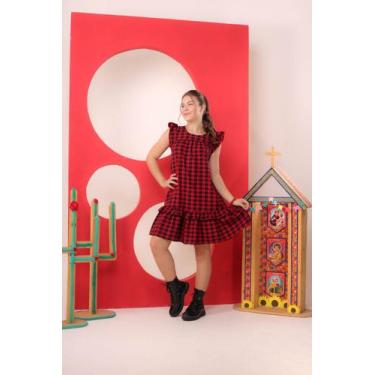 Imagem de Vestido Infantil Xadrez Grande Preto Com Vermelho - Se Tu Benção, Xadr