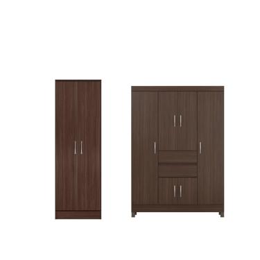 Imagem de Conjunto Guarda Roupa e Sapateira 6 Portas Cafe Touch 2 Gavetas York MDP Mais de Casa