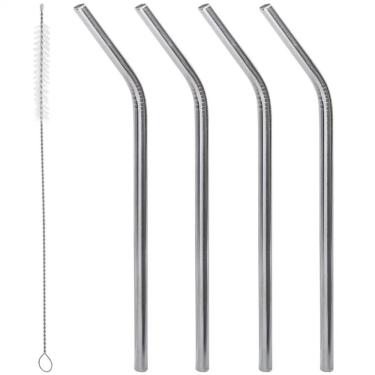 Imagem de Conjunto 4 Canudos De Aço Inox Lyor Com Escova Para Limpeza 21,5cm