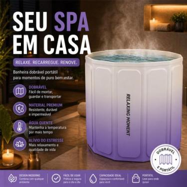 Imagem de Banheira Portátil Dobrável 200L PVC Adulto Infantil Relaxante Casa Apa