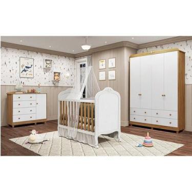 Imagem de Quarto de Bebê Berço Guarda Roupa e Cômoda Maya Clássico Espresso Móve