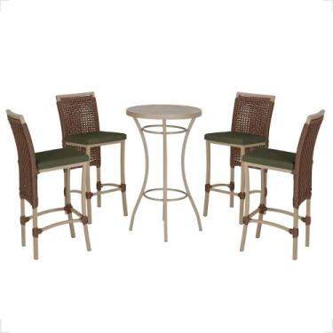 Imagem de Mesa Bistro e 4 Banquetas Roma Fendi Corda Náutica 13 Trama Original, 