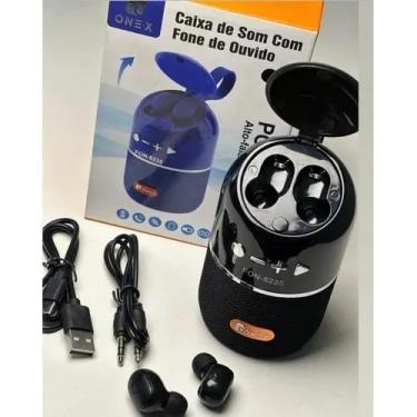 Imagem de Caixa de som portátil com fone de ouvido bluetooth fm/tf/usb/aux 5w on