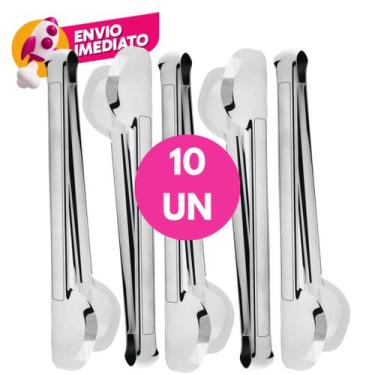 Imagem de Kit Pegador Universal 29 Cm Tipo Pinça Em Aço Inox Premium Salada Peti