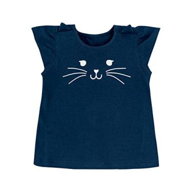 Imagem de Blusa infantil feminina PUC gatinha azul marinho 100% algoda Cor:Azul;Tamanho:2A;Genero:Feminino