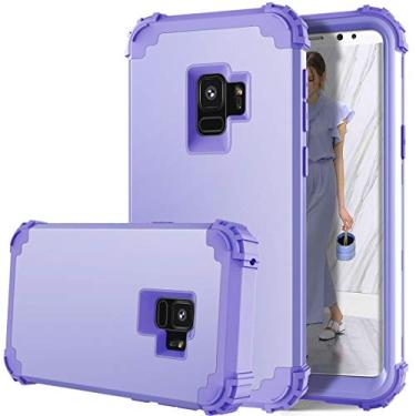 Imagem de Capa ultrafina para Galaxy S9 à prova de quedas 3 em 1 sem lacuna no meio capa de silicone capa protetora (cor: roxo claro)