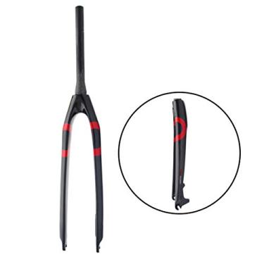 Imagem de HIOD Forquilha dianteira de bicicleta garfo de freio a disco rígido tubo cone garfos de carbono completos, vermelho, 29