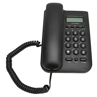 Imagem de Telefone com cordão, telefone fixo com fio para desktop com alto-falante para negócios, ID de chamada/retorno de chamadas, telefone fixo para desktop, chamadas sem as mãos para o hotel de escritório doméstico (preto)