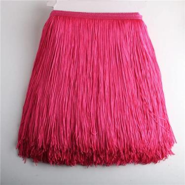 Imagem de 10 jardas/lote 30 cm de comprimento franja de renda guarnição de borla para diy vestido latino acessórios de roupas de palco fita de renda, rosa, 5 jardas