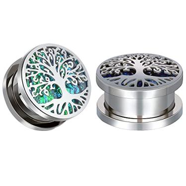 Imagem de COOEAR 1 par de medidores para brincos flor falsos túnel opala alargador de orelha esticador de espátula 0g a 1 polegada.