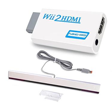 Imagem de Xahpower Kit de acessórios 2 em 1 para Wii, barra de sensor de raio infravermelho com fio e conversor Wii para hdmi compatível com Nintendo Wii