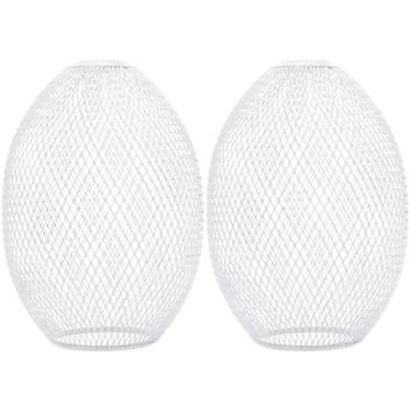 Imagem de 2 Unidades Abajur De Malha Lustre De Metal Abajur Abajures Industriais Abajur Pendente De Elegância Candeeiro Suspenso De Metal Branco Abajur De Parede Pendurado Ferro