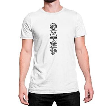 Imagem de Camiseta Avatar Símbolos Fogo Àgua Terra Cor:Branco;Tamanho:GG
