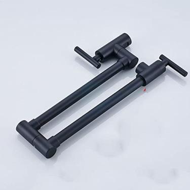 Imagem de Torneira de cozinha de ouro escovado para montagem na parede Torneira para lavatório de banheiro com água fria Girar bica dobrável Latão lavatório guindaste, bronze preto B
