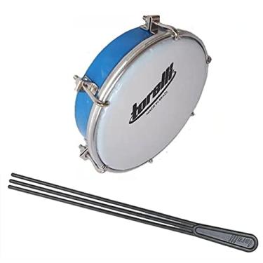 Imagem de Kit Tamborim Pele Leitosa Torelli TT 404 Azul Baqueta Tripla