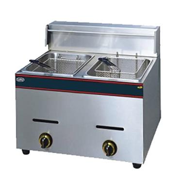 Imagem de Fritadeira comercial a gás, fritadeiras de bancada de 6 L/6,3 QT com 2 cestos, potência de fogo ajustável de grande capacidade para cozinha doméstica e restaurante