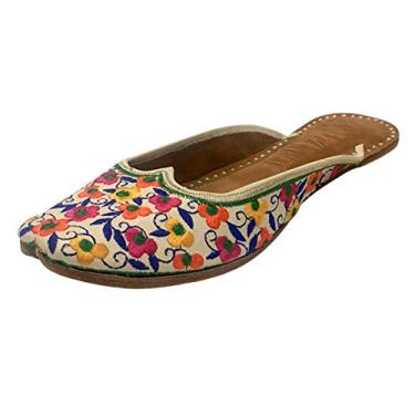 Imagem de Step n Style sandália feminina de couro lisa bailarina sapatos de costas abertas punjabi Jutti, Multicoloured, 6