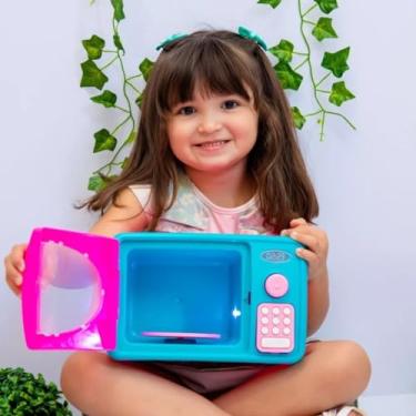 Imagem de Microondas Brinquedo Com Luz Som Azul Rosa Infantil Mini Cozinha Forno Divertida Para Criança Menina Faz De Conta Colecionável Fogãozinho Para Brincar Com Botão Passatempo Diversão PROPIUS