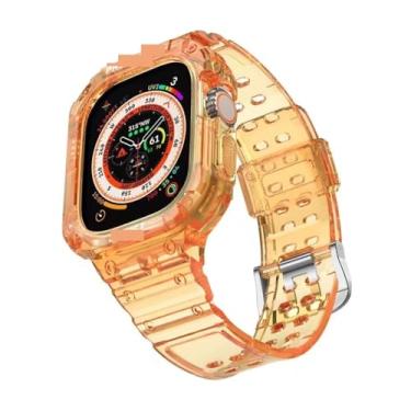 Imagem de SDUTIO para Apple Watch Ultra 49mm Pulseira Ice Armor Transparente TPU Integrada Fivela Dupla (Cor: Através de Laranja, Tamanho: 45mm)