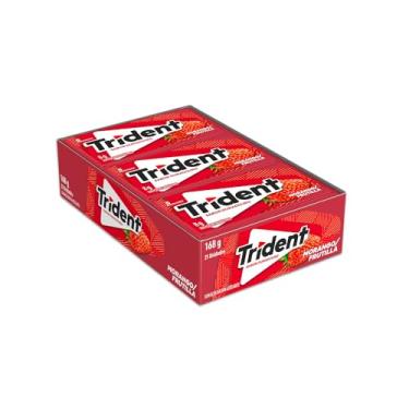 Imagem de Chiclete Trident Morango Sem Açúcar - Caixa com 21 unid. de 8g