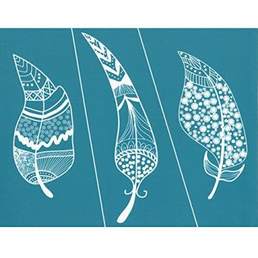 Imagem de Estêncil de serigrafia, DIY autoadesivo transferências de malha impressão de estêncil, flor apanhador de sonhos reutilizável estêncis de tela de seda para sacolas de lona artesanato camiseta móveis papel de parede azul