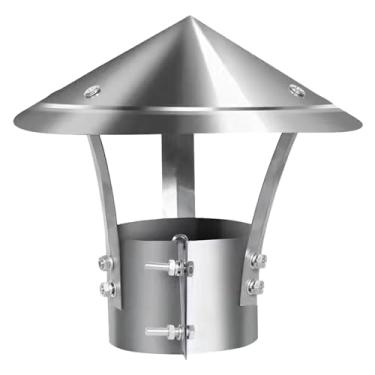 Imagem de Generic Tampa superior da chaminé do cone, tampa de aço inoxidável da chaminé da lareira com parafusos, tampa redonda resistente da tubulação de exaustão da, estilo c