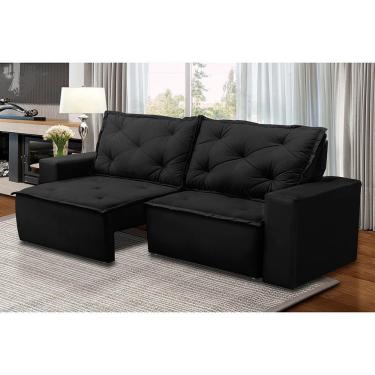 Imagem de Sofá Retrátil e Reclinável 3 lugares com Molas 1,50m Alana Suede Preto Madelina