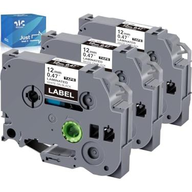 Imagem de Weemay Pacote com 3 fitas de etiquetas laminadas TZe335 12 mm branco sobre preto compatível com fita adesiva Brother TZe-335 TZe 335 TZ-335 TZ335 para impressora PTouch PTD210 PTH110BP PTD410 PTD600,