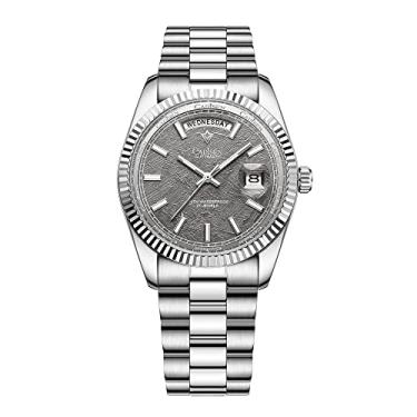 Imagem de CADISEN Relógios automáticos masculinos mecânicos à prova d'água relógio de pulso de aço inoxidável, 8215 Cinza, Mecânica