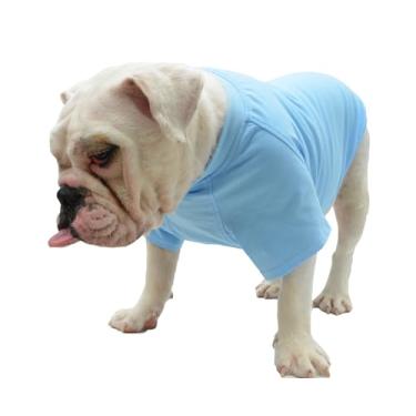 Imagem de Camiseta Lovelonglong Bulldog Clothes Dog Clothing Blank para buldogue francês inglês buldogue americano pit bull pugs 100% algodão cuidados com a pele azul claro B-M