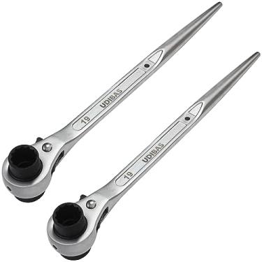 Imagem de Udibas 2 peças, 19 mm × 22 mm (ou 3/4" x 7/8"), grau profissional, 12 pontos, soquete de extremidade dupla, chave de catraca para andaime, prata