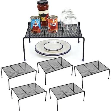 Imagem de Conjunto de 2 prateleiras de cozinha de malha prateleira de armazenamento de armário (33,1 x 10,2 polegadas), cozinha banheiro despensa armário mesa escritório em casa, geladeira, armário, armário de banheiro, pés de plástico antiderrapante (6, preto)