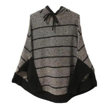Imagem de Poncho Feminino Tricot Premium Mousse Touca Soltinho Quente-Feminino