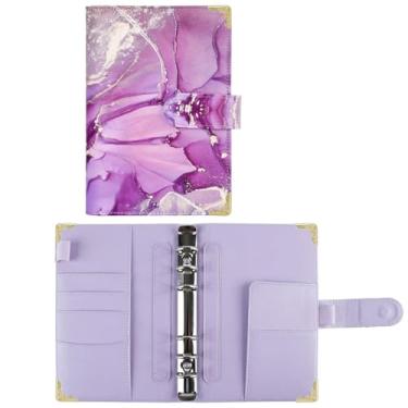 Imagem de Joucien A6 Caderno de impressão de imagem colorida de folha solta couro PU clipe de folha solta Ledger-Purple (capa única)