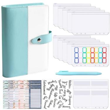 Imagem de Joucien A6 Clipe de folha solta Macaron Notebook couro PU folha solta Ledger-Vertical Assembly - Conjunto azul