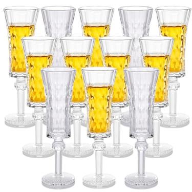 Imagem de Glsairy Copos de Shot Chiques de Cristal - Conjunto de 12 | Copos Limoncello | Xerez | Licor 45 ml