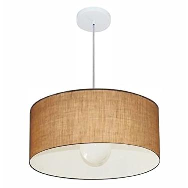 Imagem de Lustre Pendente Cilíndrico 4052 Cúpula Tecido 50x21 cm, Vivare Iluminação, Pendente4052 LP, Palha, Médio