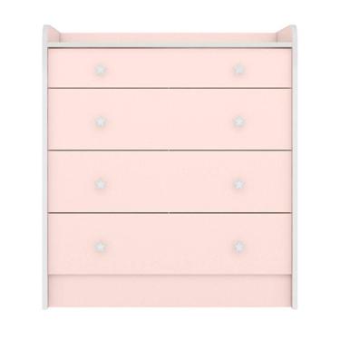 Imagem de Cômoda Infantil com 4 Gavetas Verona Rosa Acetinado