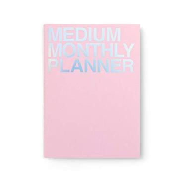 Imagem de JSTORY Planner médio mensal deitado plano não datado ano redondo capa flexível objetivo/organizador de tempo papel grosso ecológico costuras personalizáveis A5 16 meses 150 GSM 18 folhas, rosa, 18 Sheets