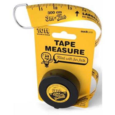 Imagem de Suck UK Fita métrica infantil - Curiosidades preenchidas com 3 m dupla face - Fita métrica divertida com fatos bobos - Enchimento de meia para meninos - Ferramenta de medição infantil - Retrátil