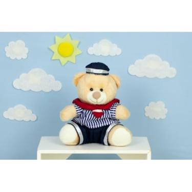 Imagem de URSO DE PELUCIA MARINHEIRO TEDDE 12 CM, DECORAÇÃO INFANTIL (LISTRADO DE MARINHO)