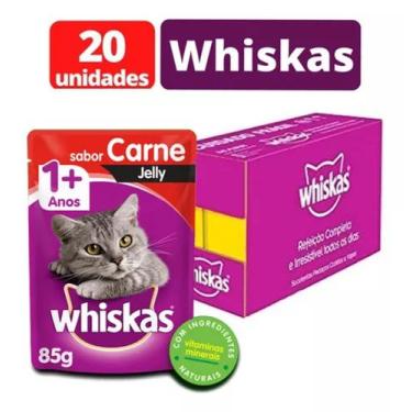 Imagem de Sachê Whiskas Ração Úmida Gatos Todos Tamanhos Caixa 20un, JELLY CARNE