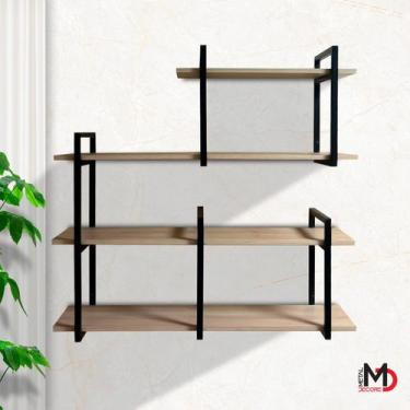 Imagem de Estante Estilo Industrial Suspensa Para Escritório, Sala, Cozinha e Qu
