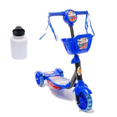 Imagem de Patinete Infantil 3 Rodas Menino Cesta Música Luz + Squeeze - DM Toys