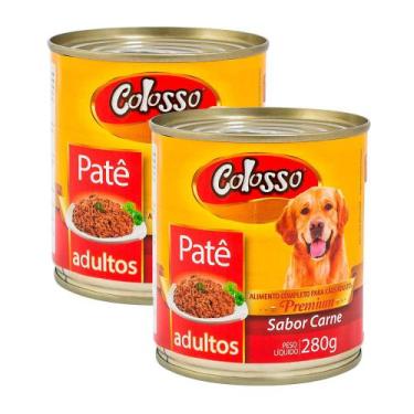 Imagem de Kit 2 Patê para Cães Colosso Premium Adultos Sabor Carne Lata com 280g
