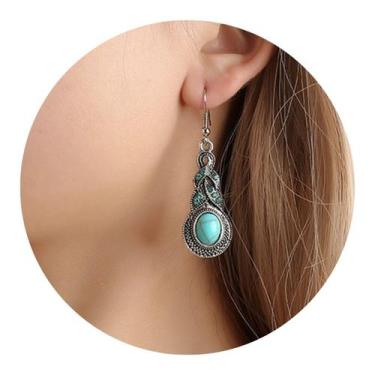 Imagem de Brincos Pendentes Femininos Azul Turquesa Strass Brilho - anjo da mamã