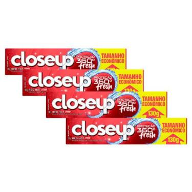 Imagem de Kit 4 Creme Dental em Gel Closeup Proteção 360º Fresh Red Hot 130g - C