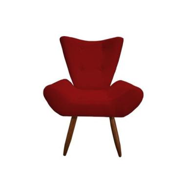 Imagem de Poltrona Decorativa Emilia Suede Vermelho Pés Madeira Ms Decor - Mansã